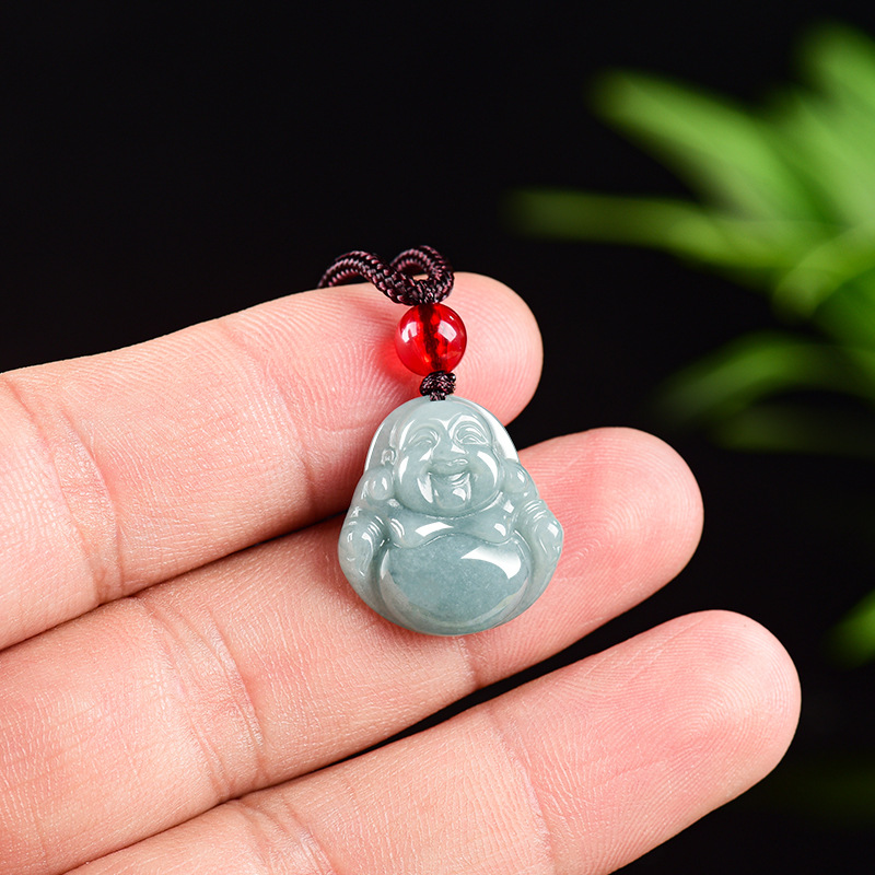 Vintage Fashion Jewelry - Myanmar Jadeite Guanyin Buddha Pendant Necklace