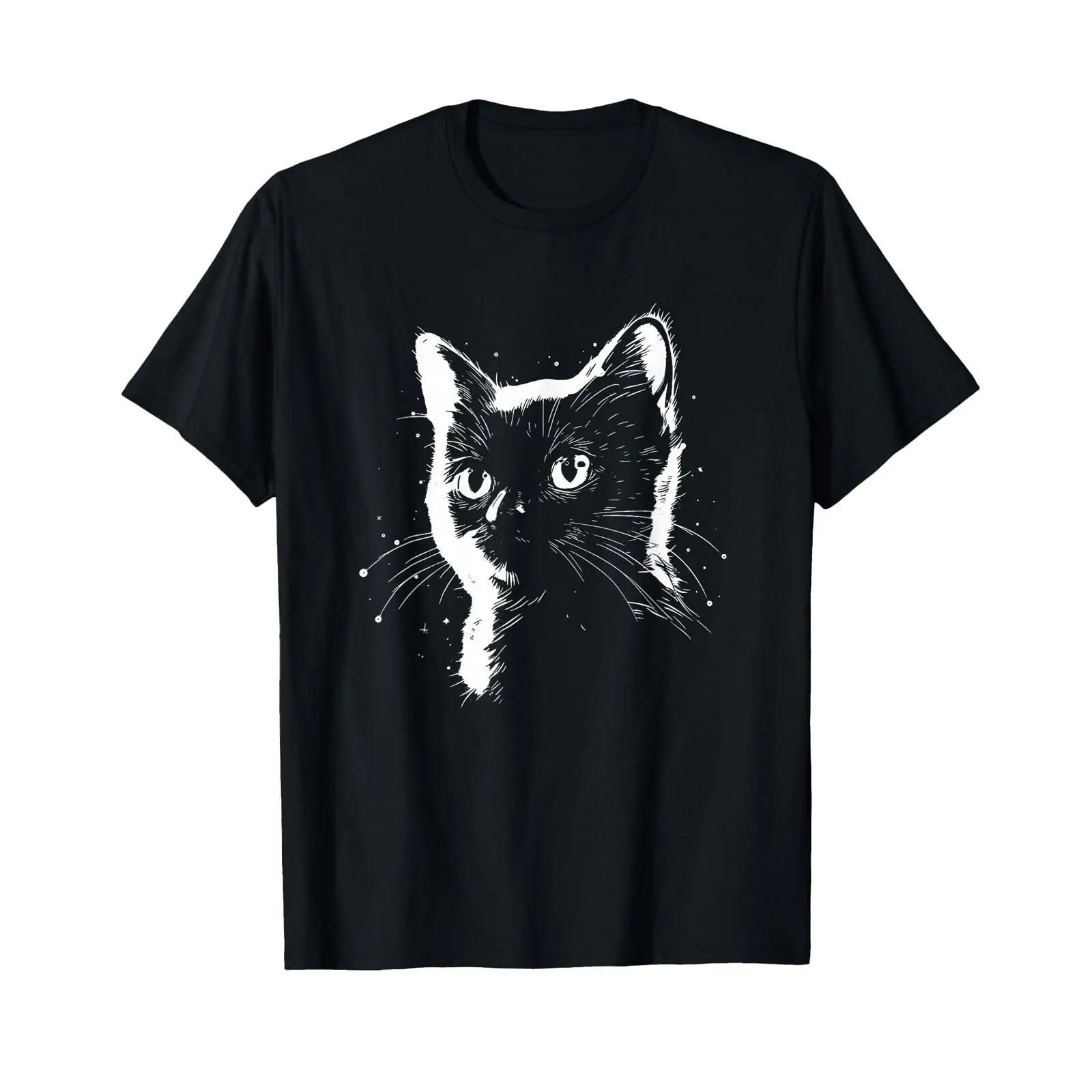 Vintage Fashion Drawings - Cat Drawing Domestic T Shirt Black
