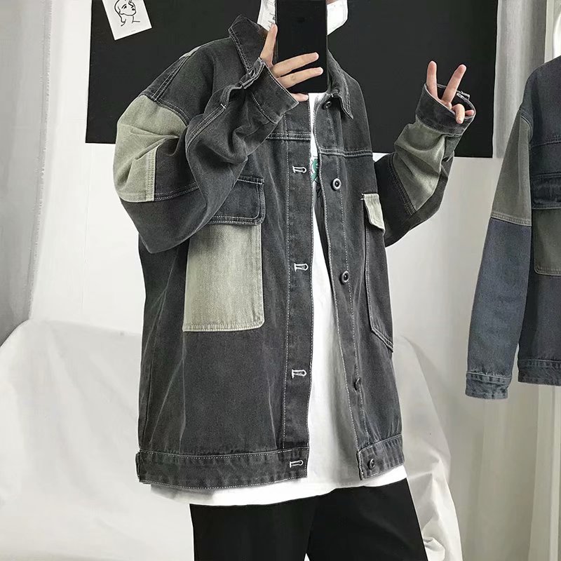 Patchwork Jean Jacket - Năm 2023 Nam Oversize Áo Khoác
