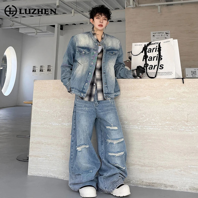 Vintage Fashion Pieces - LUZHEN 2026 Autumn Vintage Washed Denim