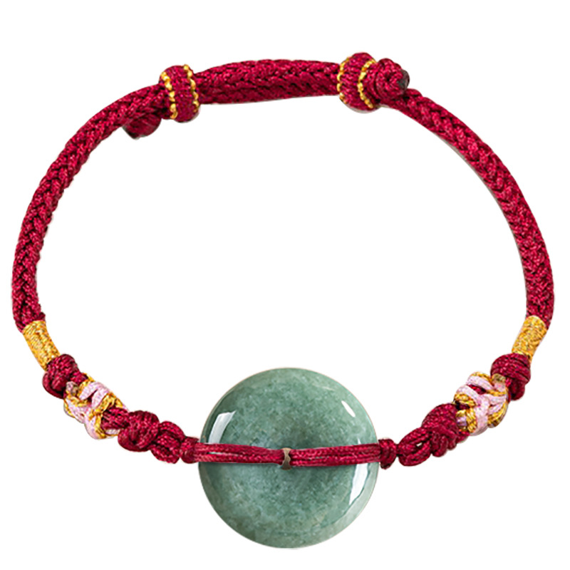 Vintage Fashion Jewelry - Green Myanmar Jadeite Donut Bracelet Designer