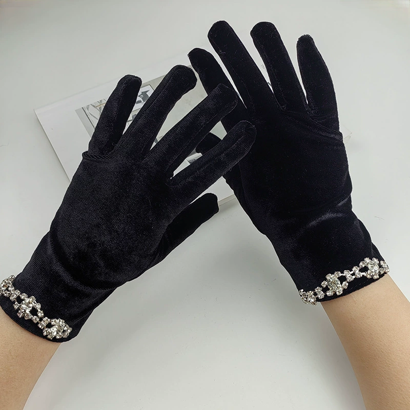 Vintage Fashion Photographers - Women Elegant Diamonds Beaded Black Velvet