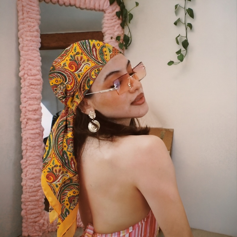 Vintage Satin Square Scarf Wom - đánh giá và giá Vintage Fashion Hijab