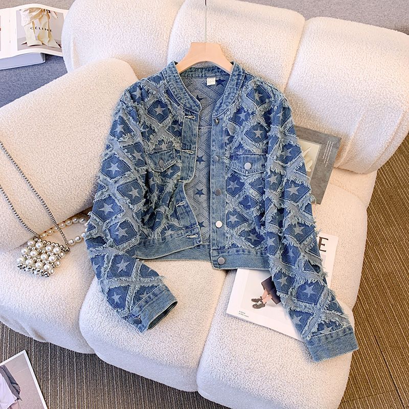 Coat Women Denim Coats Round N - đánh giá và giá Patchwork Jean Jacket