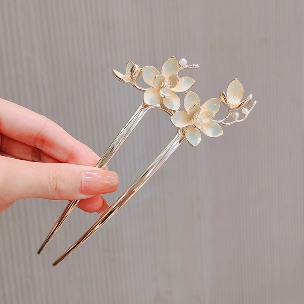 1pc U Shaped Flower Hair Stick - đánh giá và giá Vintage Fashion Jewelry