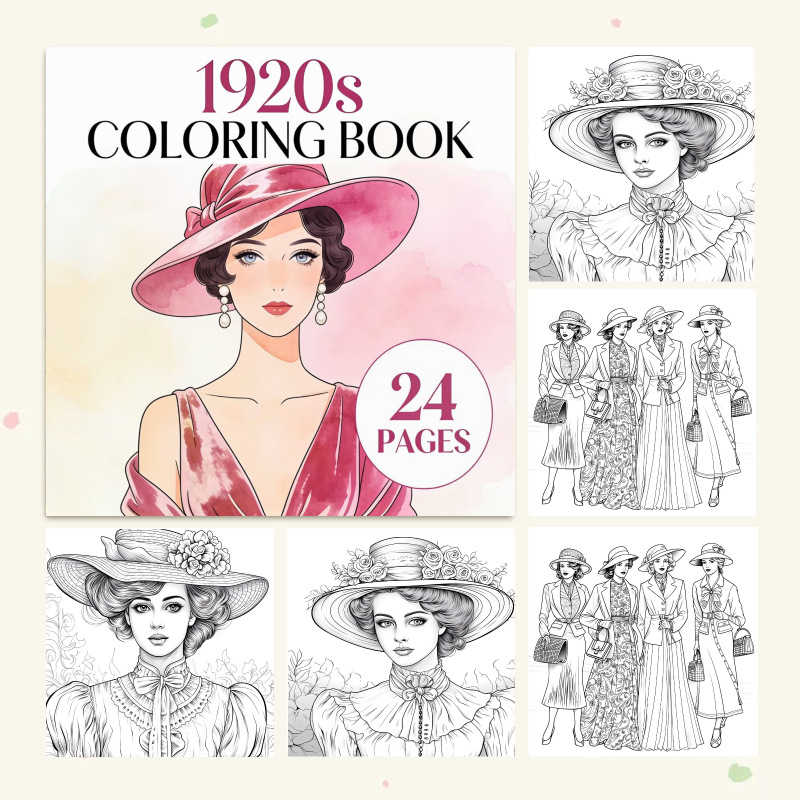 1920s Coloring Book 24 Pages V - đánh giá và giá Vintage Fashion Coloring Pages