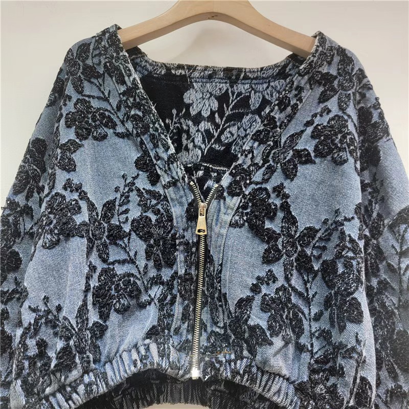 Fashion Jacquard Short Denim J - đánh giá và giá Patchwork Jean Jacket