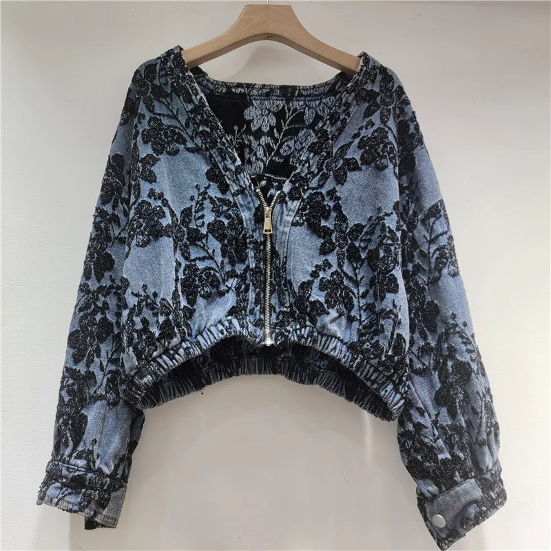 Fashion Jacquard Short Denim J - đánh giá và giá Patchwork Jean Jacket
