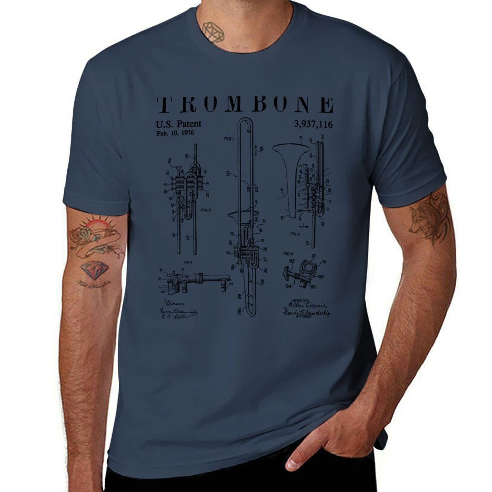 Trombone Old Vintage Patent Dr - đánh giá và giá Vintage Fashion Drawings