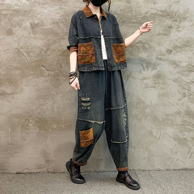 Autumn Winter Women Retro Cowb - đánh giá và giá Patchwork Jean Jacket