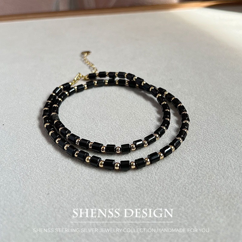 Natural 4mm obsidian Necklace  - đánh giá và giá Vintage Fashion Guild