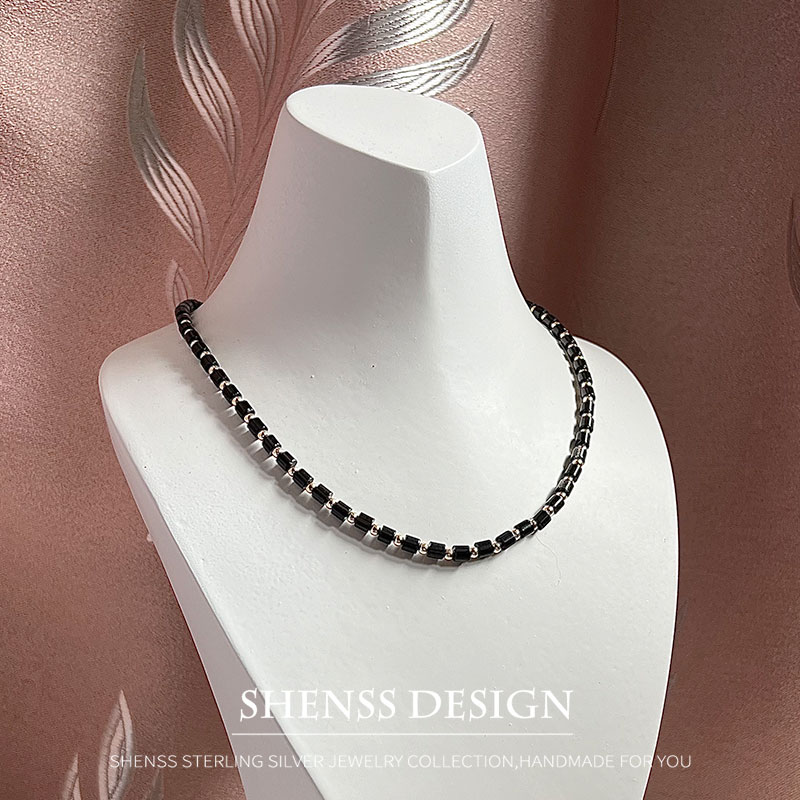 Natural 4mm obsidian Necklace  - đánh giá và giá Vintage Fashion Guild